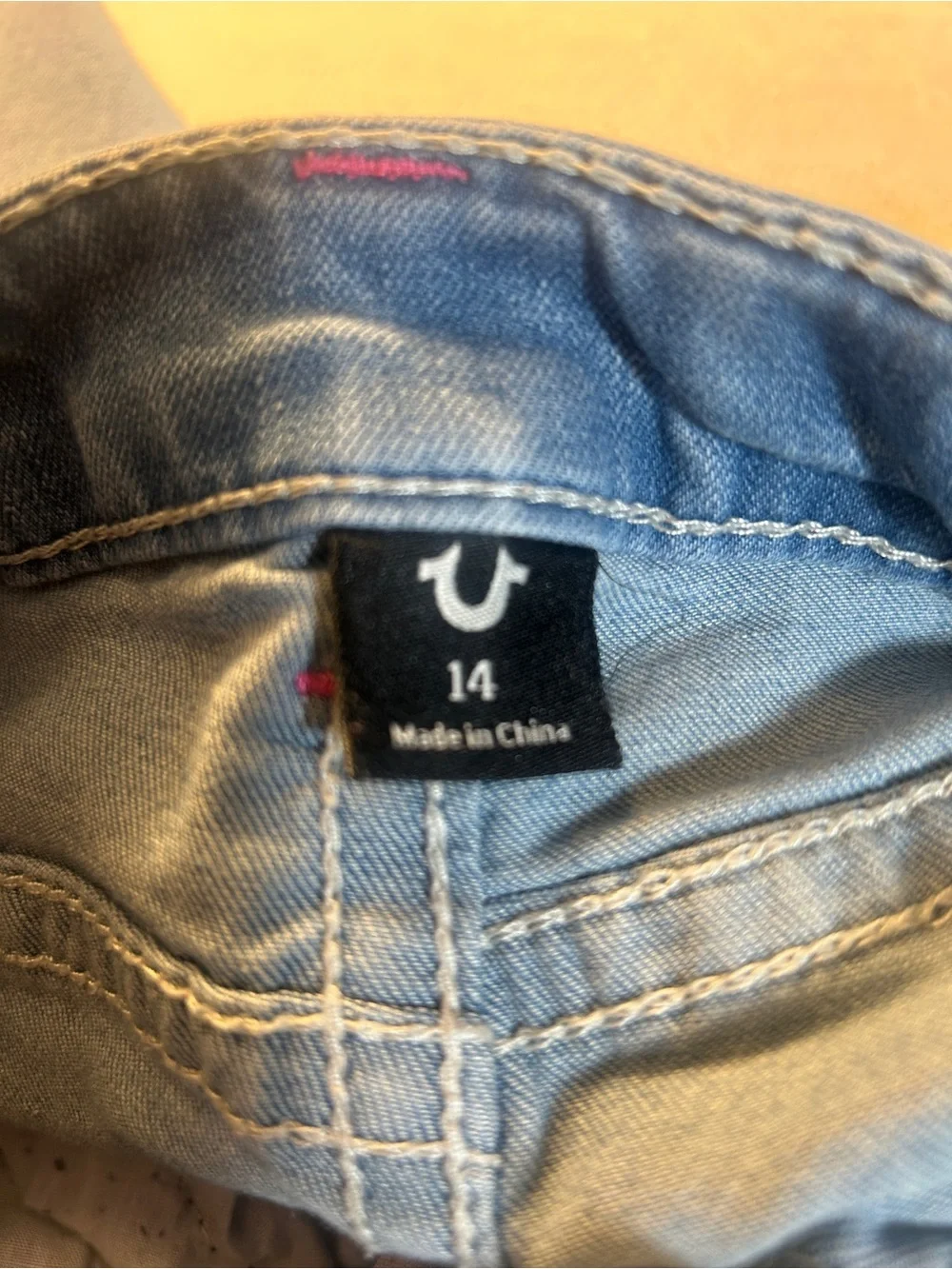 Girl’s True Religion Pink Stitch Cargo Denim Pants - 12